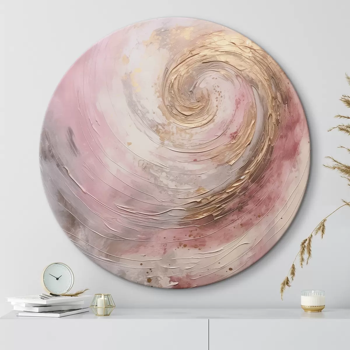 Tableaux rondes Tourbillon abstrait, imitation peinture r46745