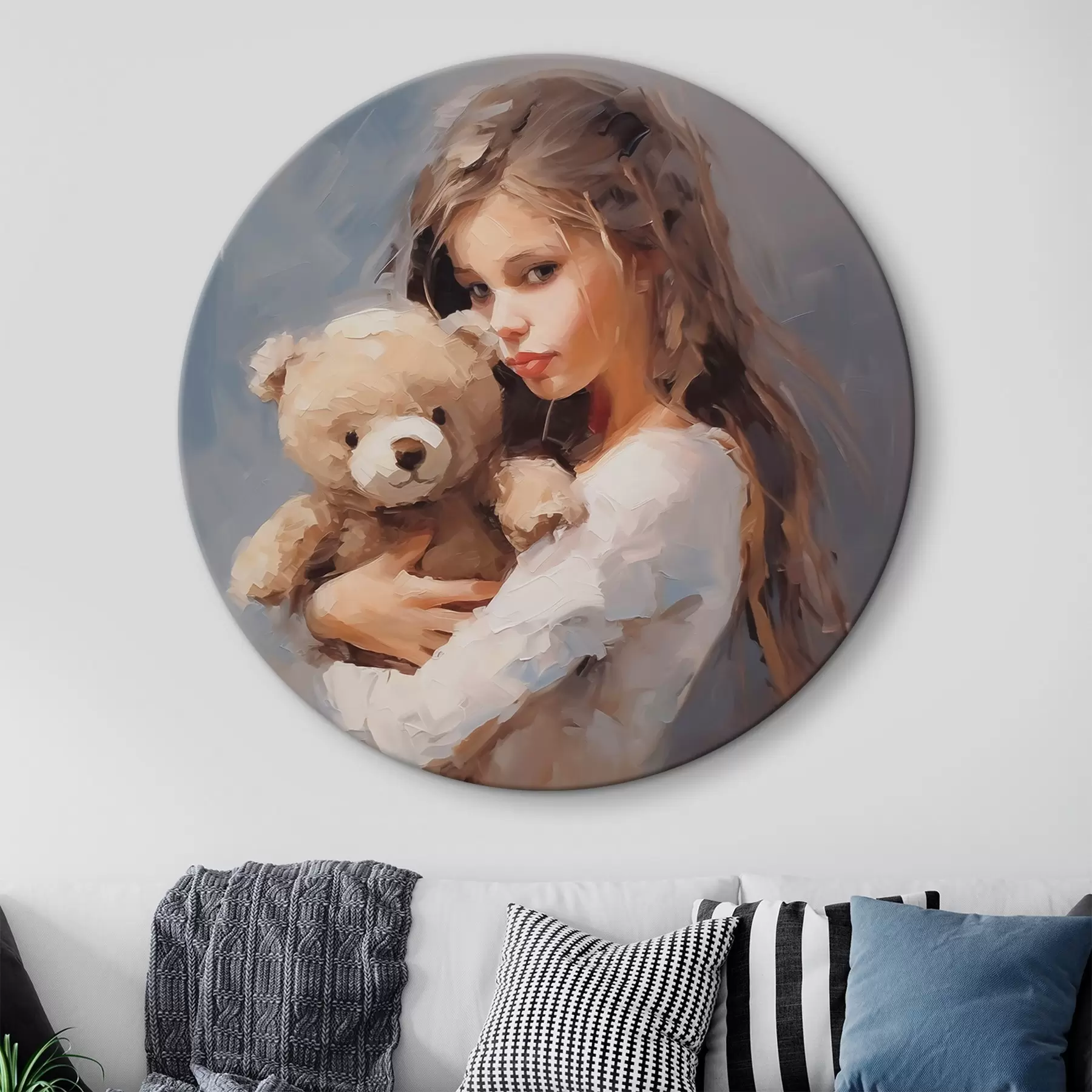 Tableau Fille avec un ours en peluche, imitation de peinture r46746