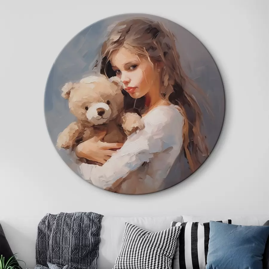 Tableau Fille avec un ours en peluche, imitation de peinture r46746