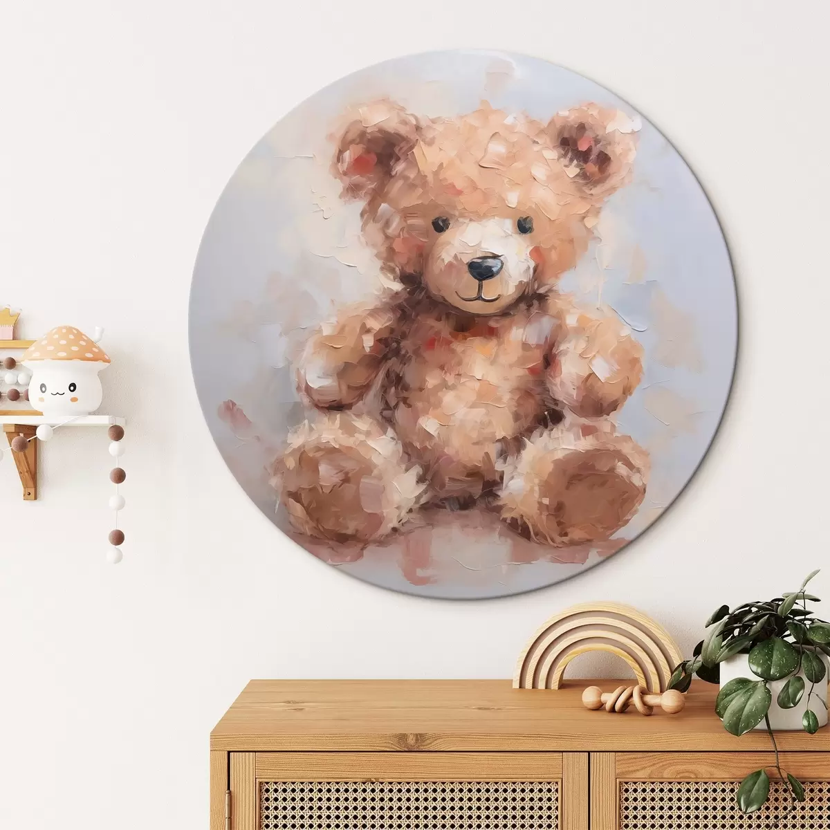 Tableaux rondes Ours en peluche, imitation peinture r46747