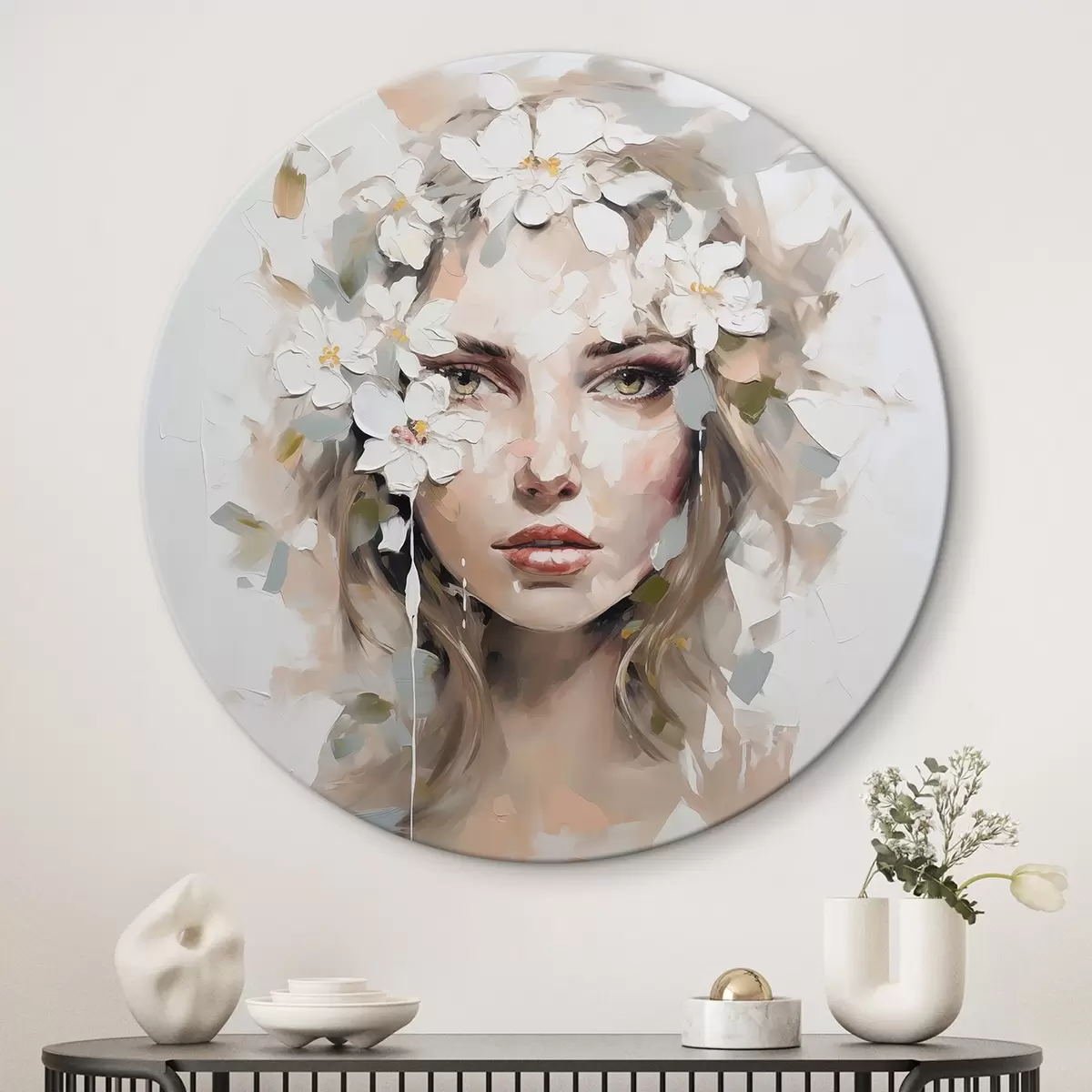 Tableaux rondes Portrait abstrait imitation peinture r46749