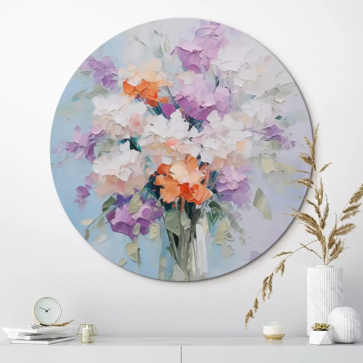 Tableaux rondes Bouquet dans un vase imitation peinture r46750