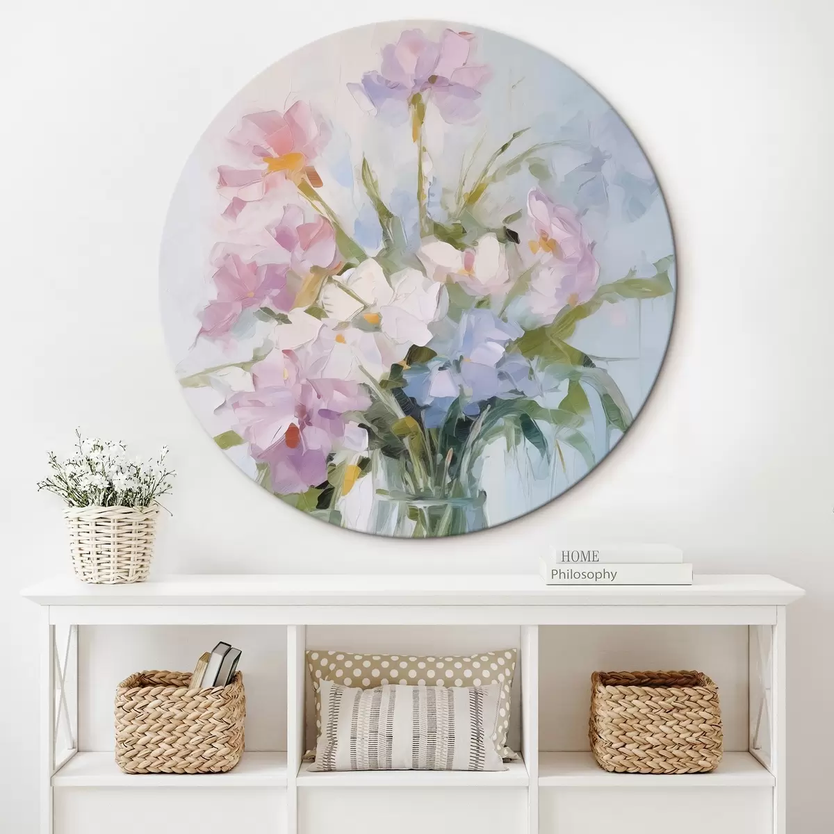 Tableaux rondes Bouquet de fleurs dans un vase imitation peinture r46751