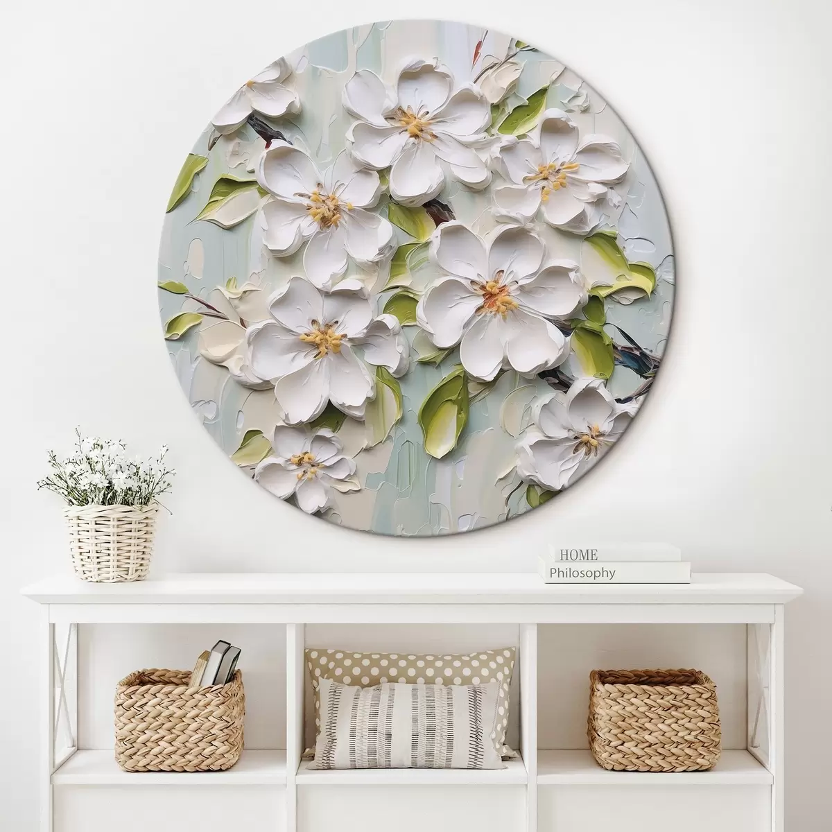 Tableaux rondes Peinture imitation fleurs r46754