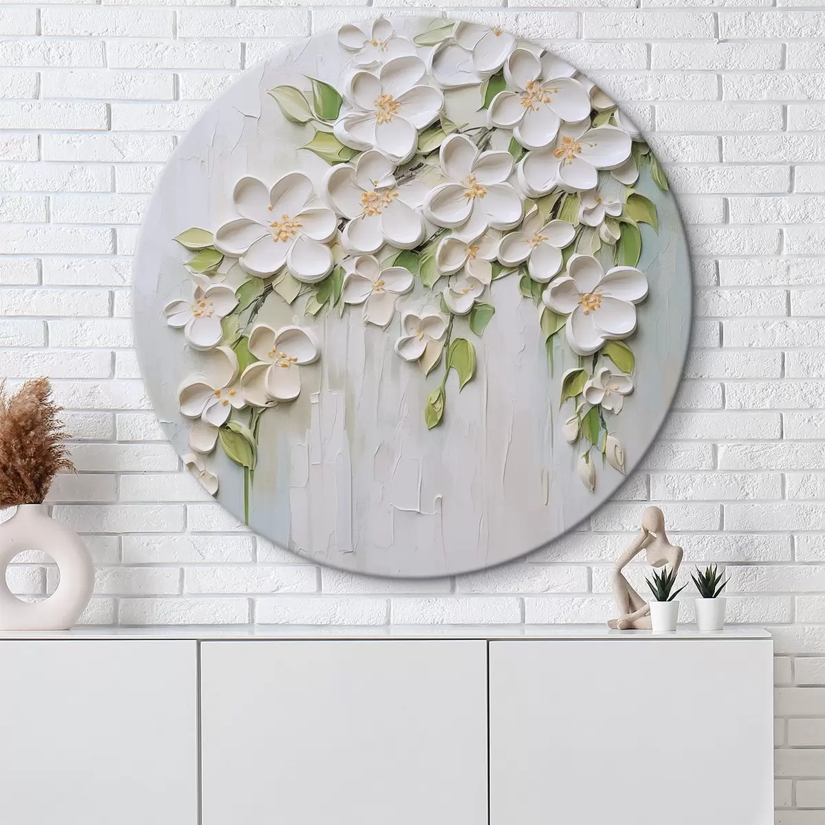 Tableaux rondes Fleurs abstraites imitation de peinture r46755