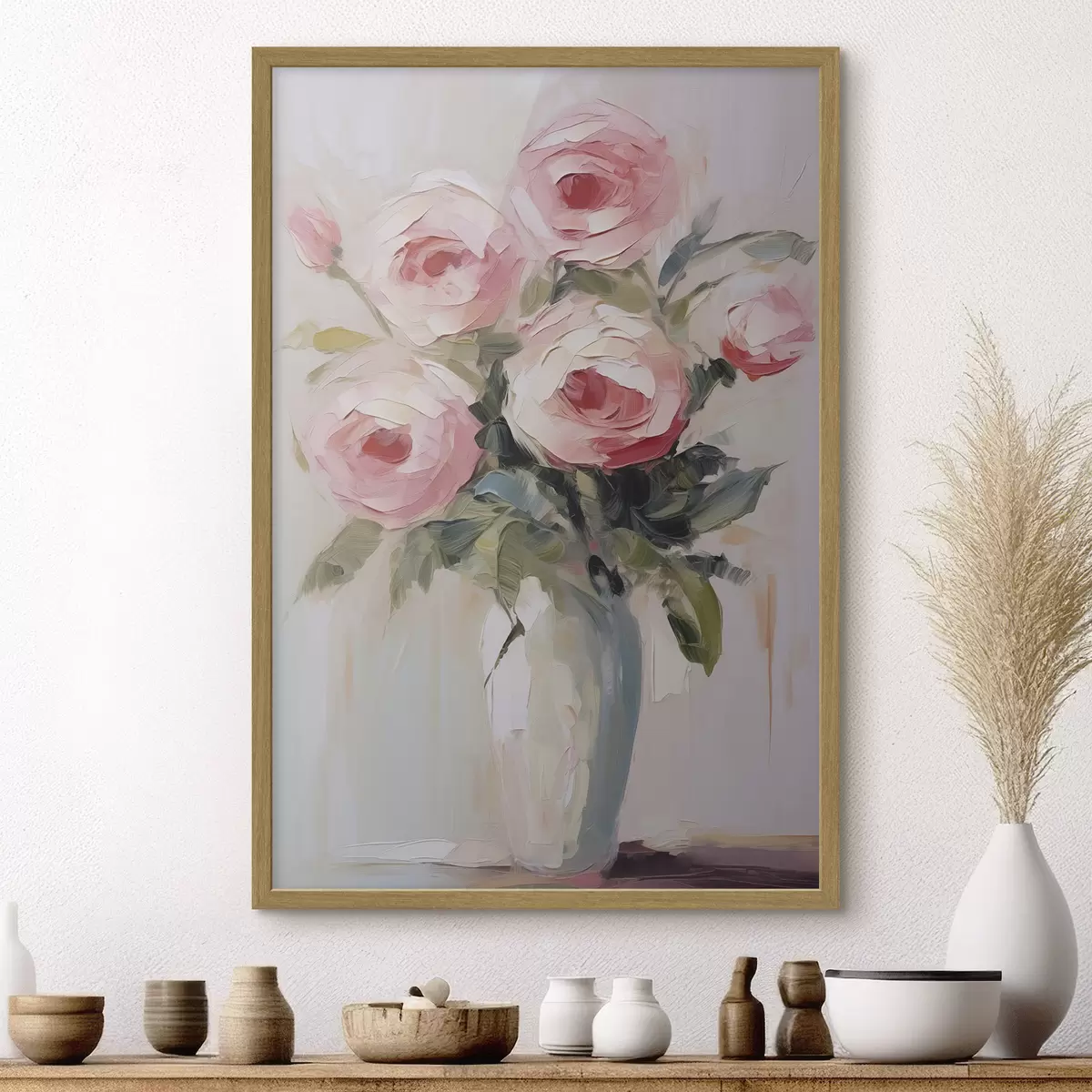 Poster Peinture imitation « Roses dans un vase » f46742