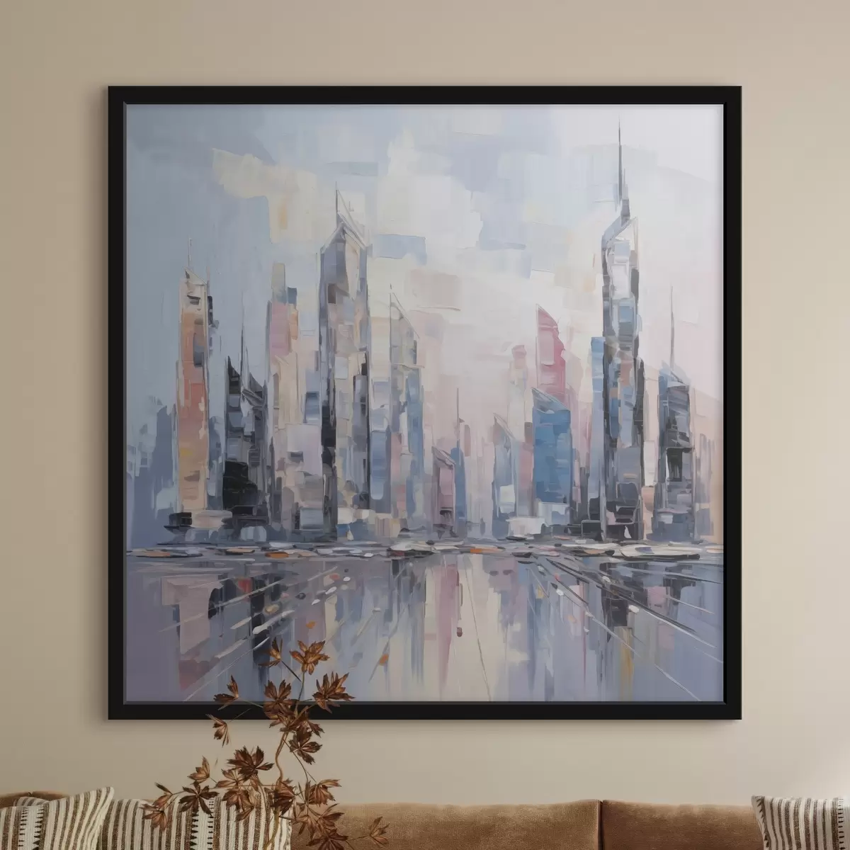 Poster Imitation abstraite d'une ville dans la peinture f46752