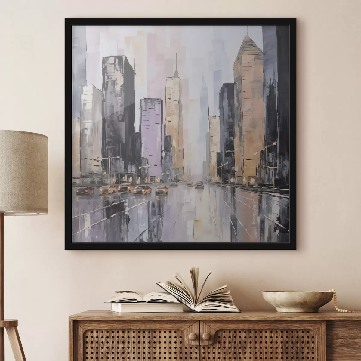 Poster Imitation abstraite d'un paysage urbain peint f46753