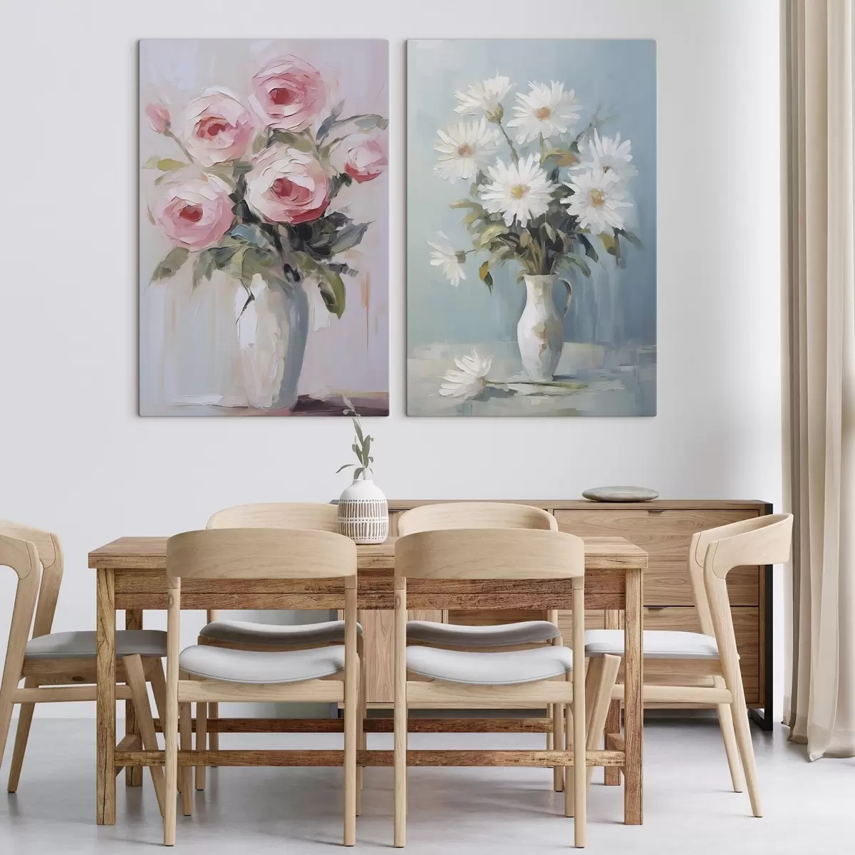 Tableau Fleurs dans un vase, peinture imitation m01027