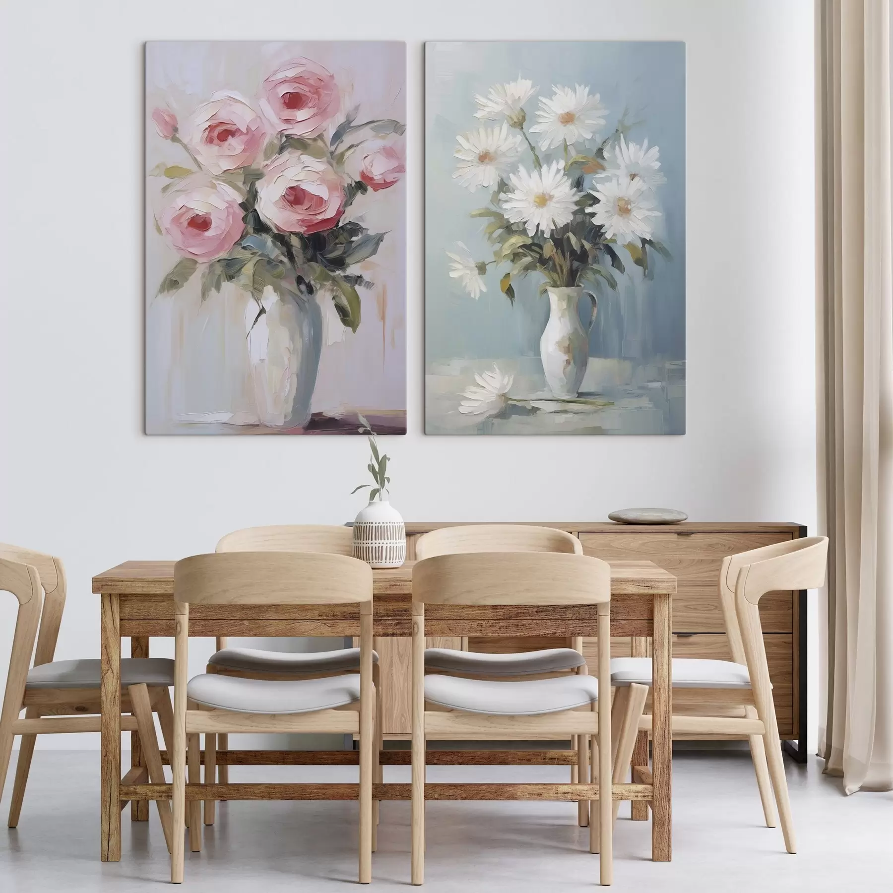 Tableau Fleurs dans un vase, peinture imitation m01027