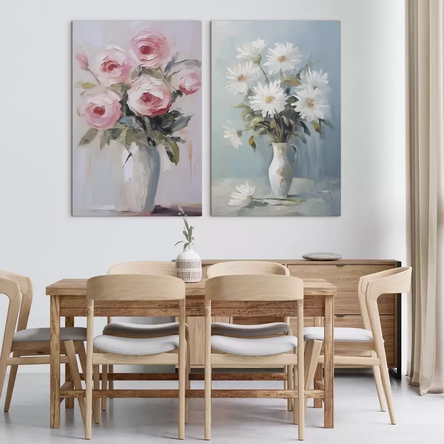 Tableau Fleurs dans un vase, peinture imitation m01027