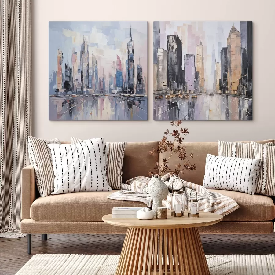 Tableau Imitation abstraite d'une ville dans la peinture m01032