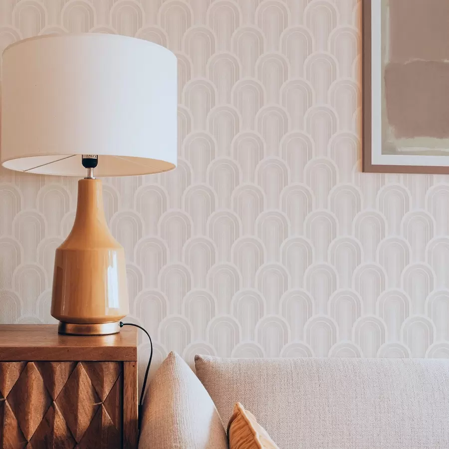 Papier peint Petits modules en arc dans des tons crème-beige chauds a00924