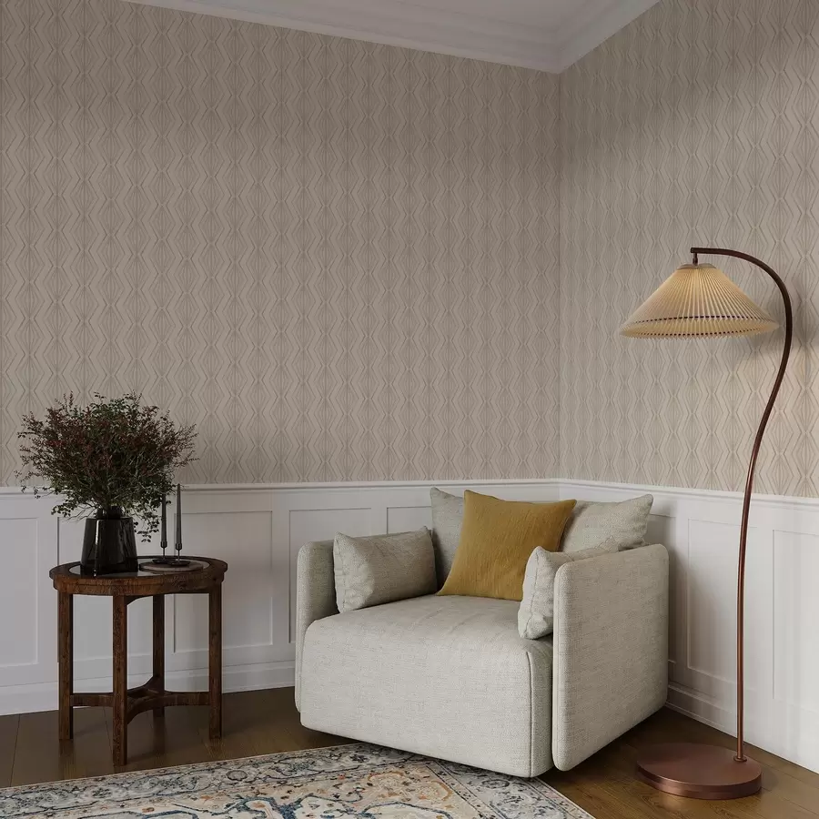 Papier peint Ornement léger en diamant dans des tons beiges apaisants a00925v2