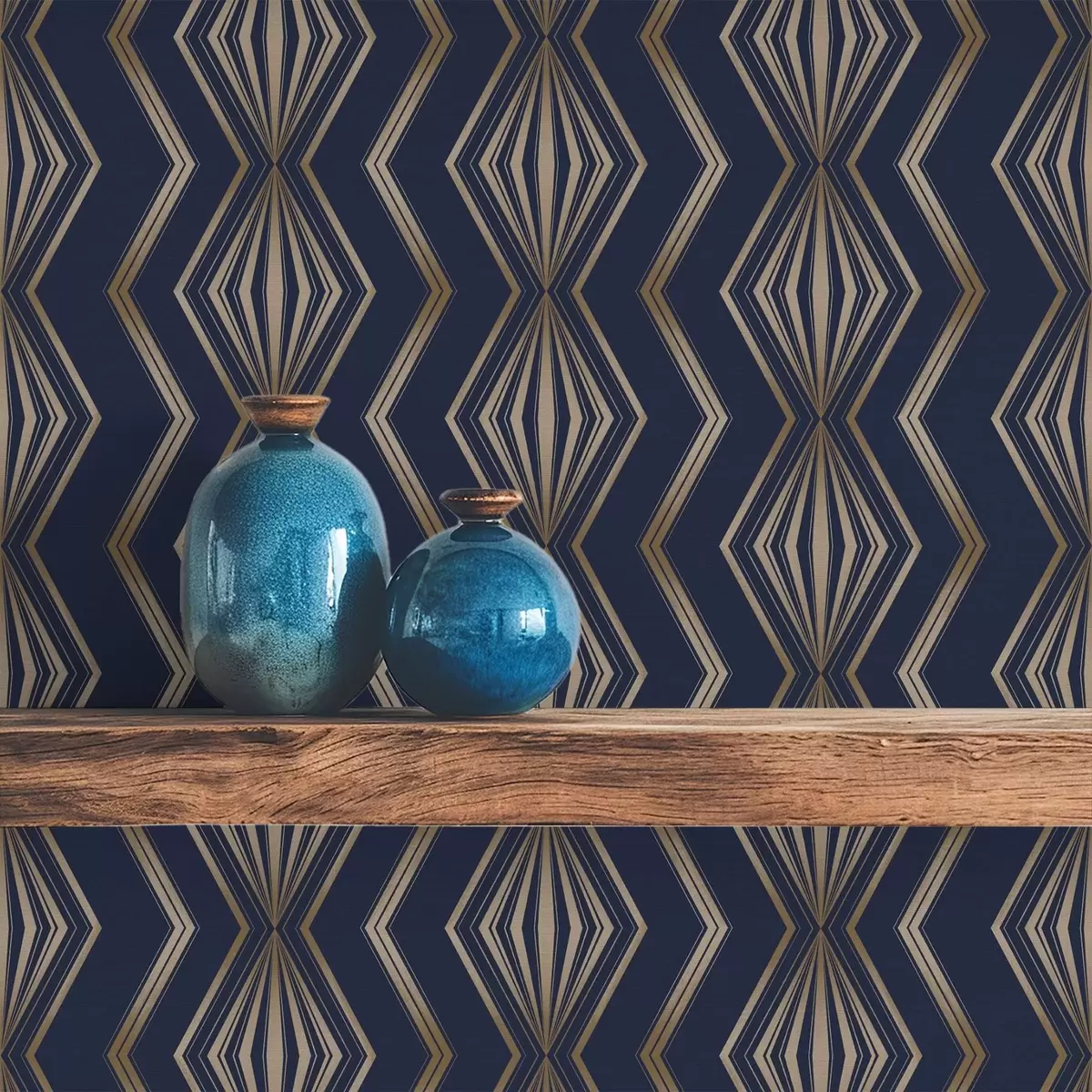 Papier peint Motif géométrique à losanges bleu foncé a00973