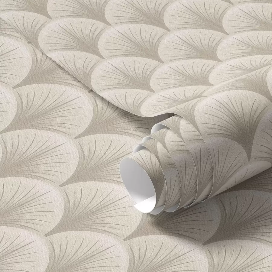 Papier peint Arcs beiges avec de fins rayons sur fond clair a00978