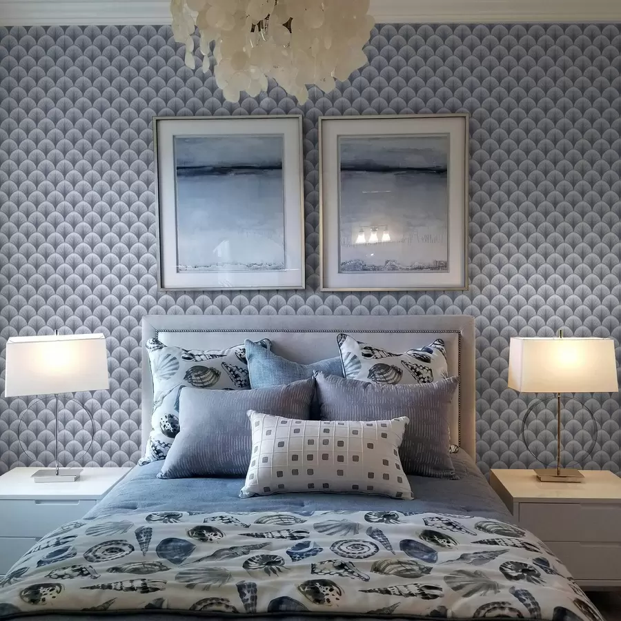 Papier peint Arcs bleus avec rayons sur fond bleu clair a00978v1