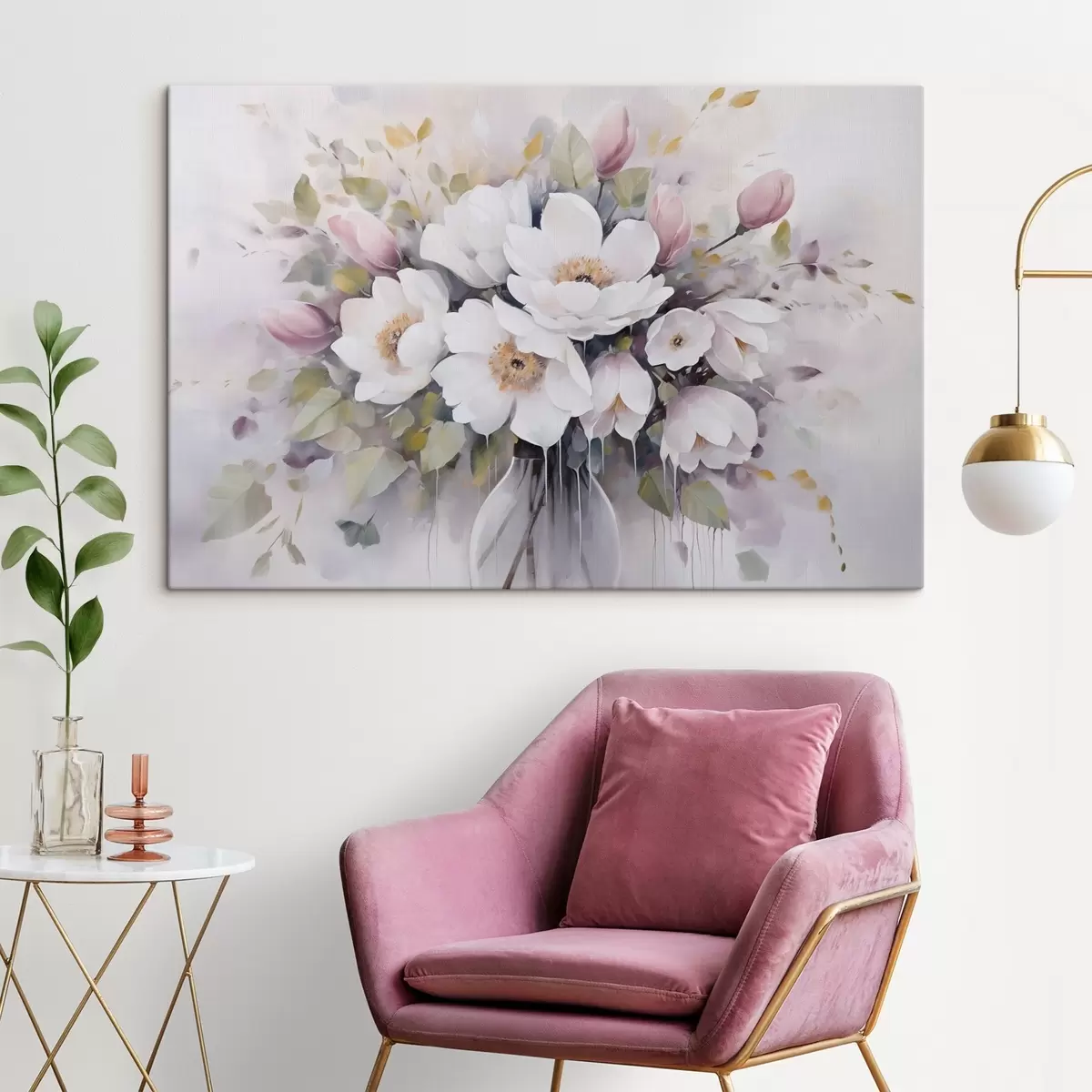 Tableau Fleurs dans un vase, peinture imitation s46763