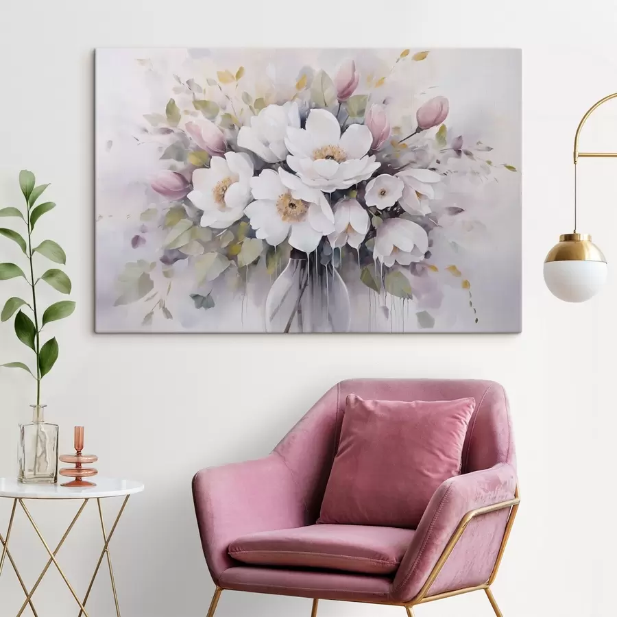 Tableau Fleurs dans un vase, peinture imitation s46763