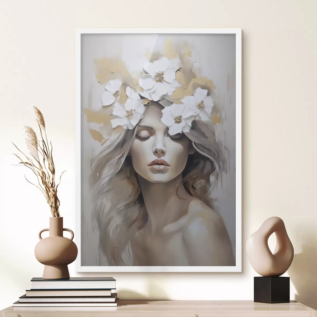 Poster Portrait abstrait d'une fille avec des fleurs f46757
