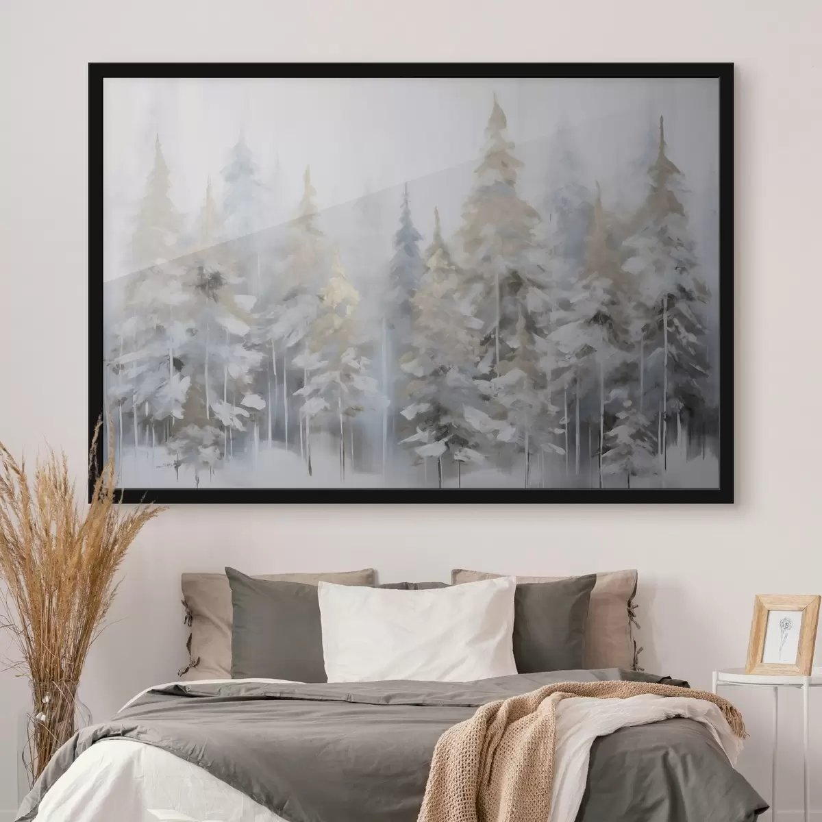 Poster Peinture imitant une forêt en hiver f46762