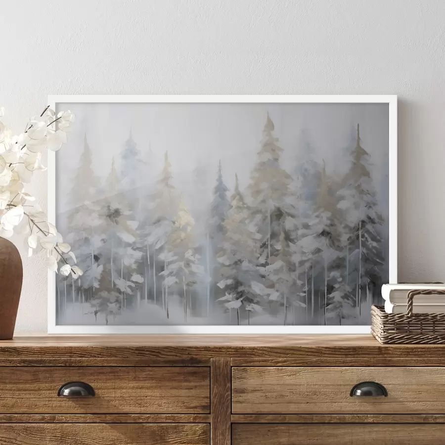 Papier peint Peinture imitant une forêt en hiver f46762
