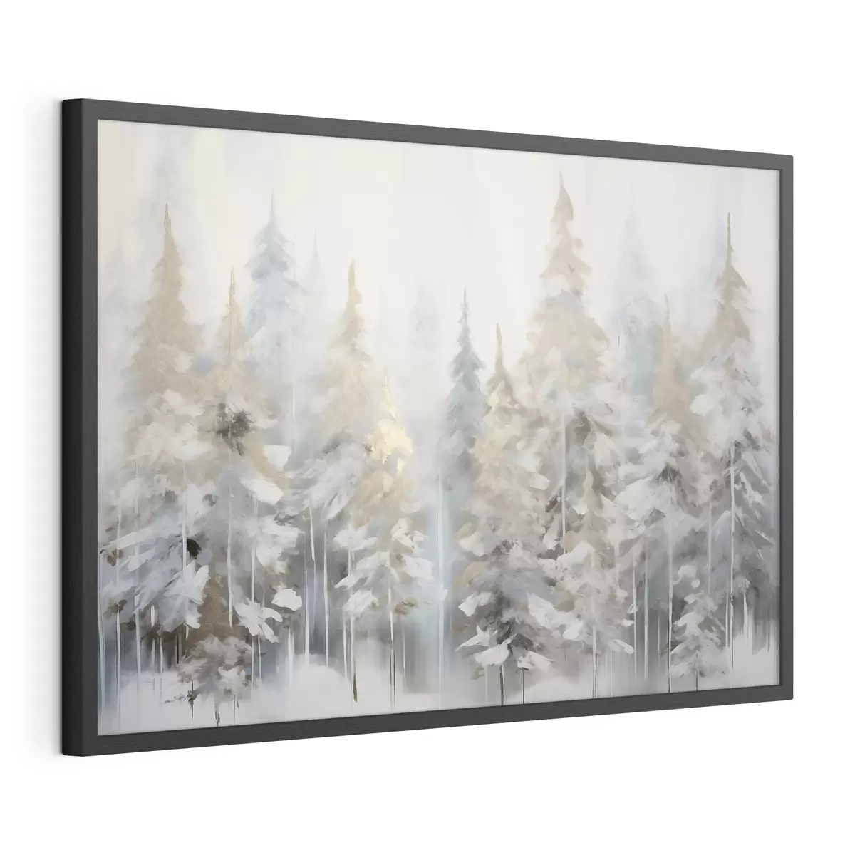 Poster Peinture imitant une forêt en hiver f46762