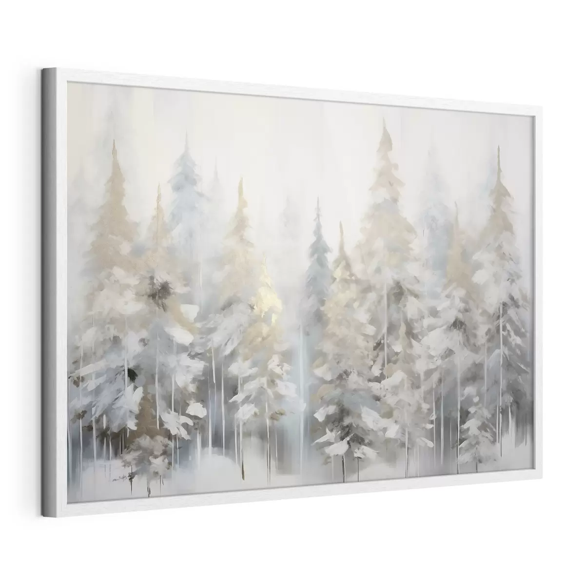 Poster Peinture imitant une forêt en hiver f46762