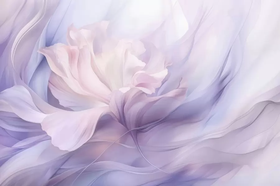 Papier peint Brume délicate de pétales : une fleur aérienne dans une brume pastel lilas w09517