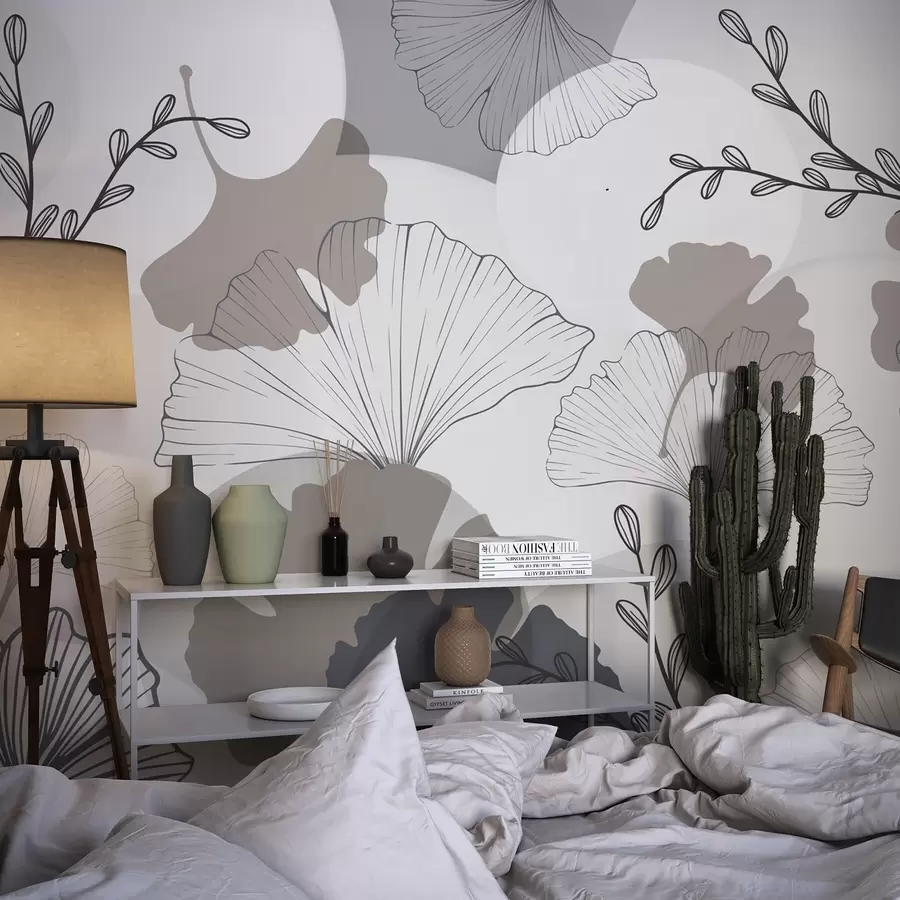 Papier peint Feuilles de ginkgo minimalistes w04913