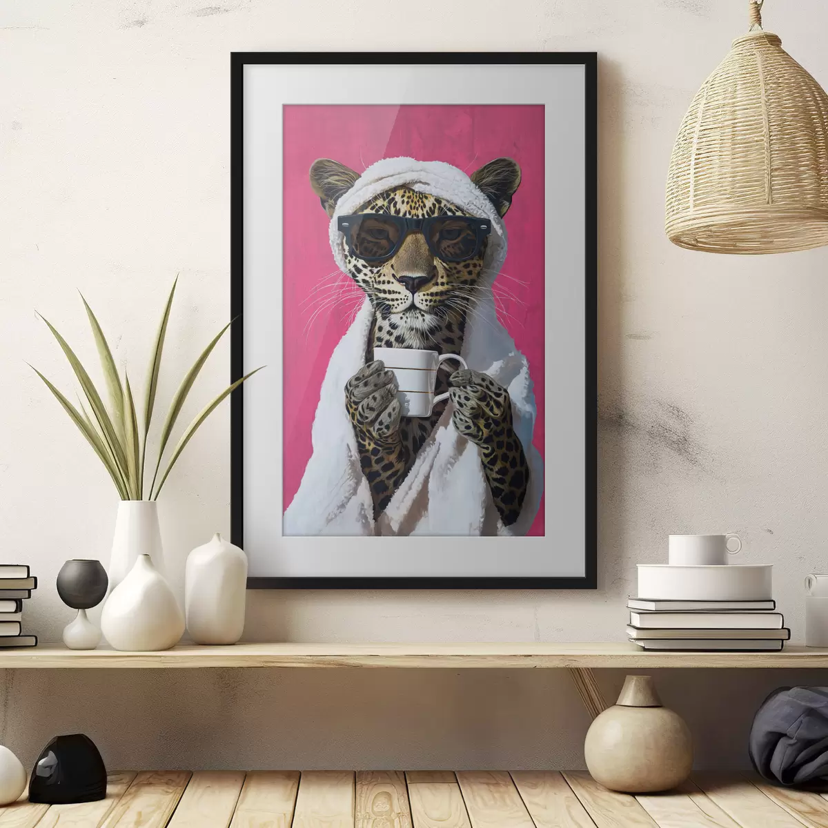 Poster Guépard avec café f46791