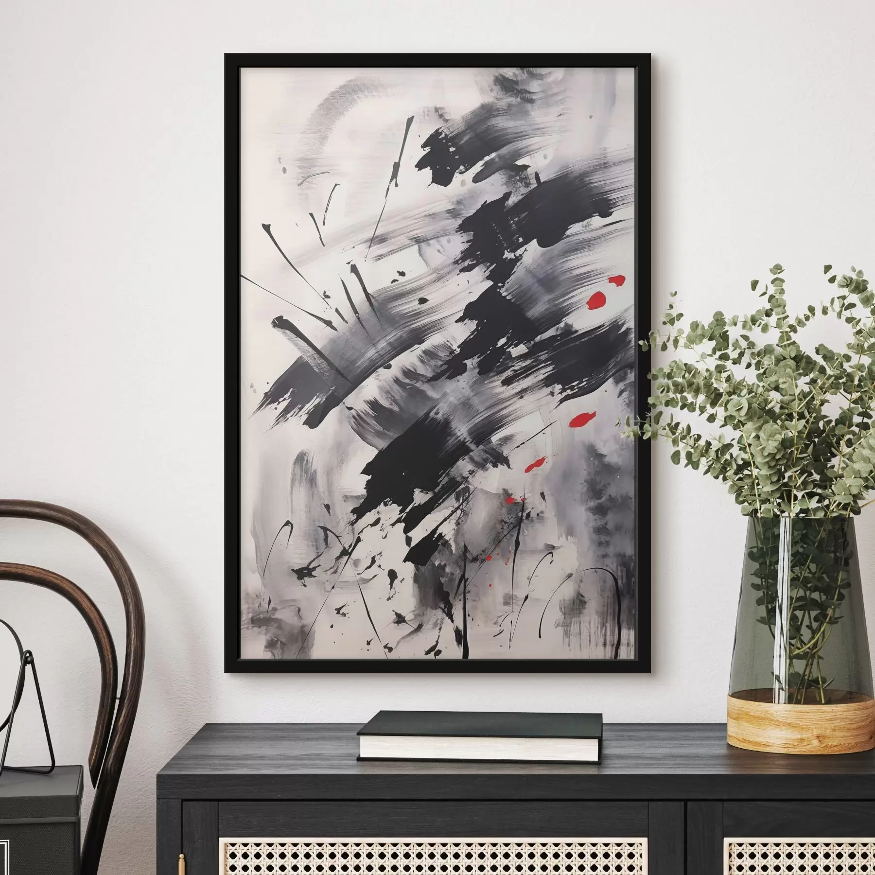 Papier peint Abstraction avec imitation d'éclaboussures et de coups de pinceau f46783