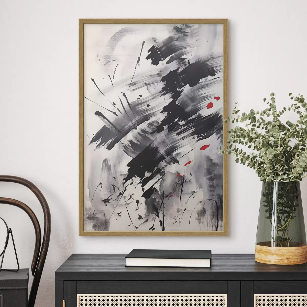 Poster Abstraction avec imitation d'éclaboussures et de coups de pinceau f46783