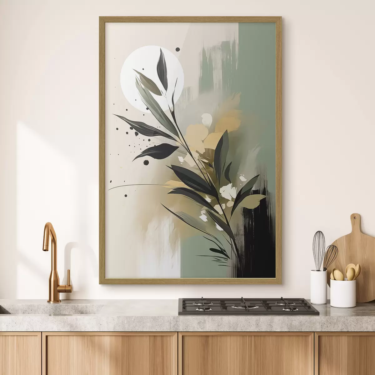 Poster Brindille sur un lavis vert f46790