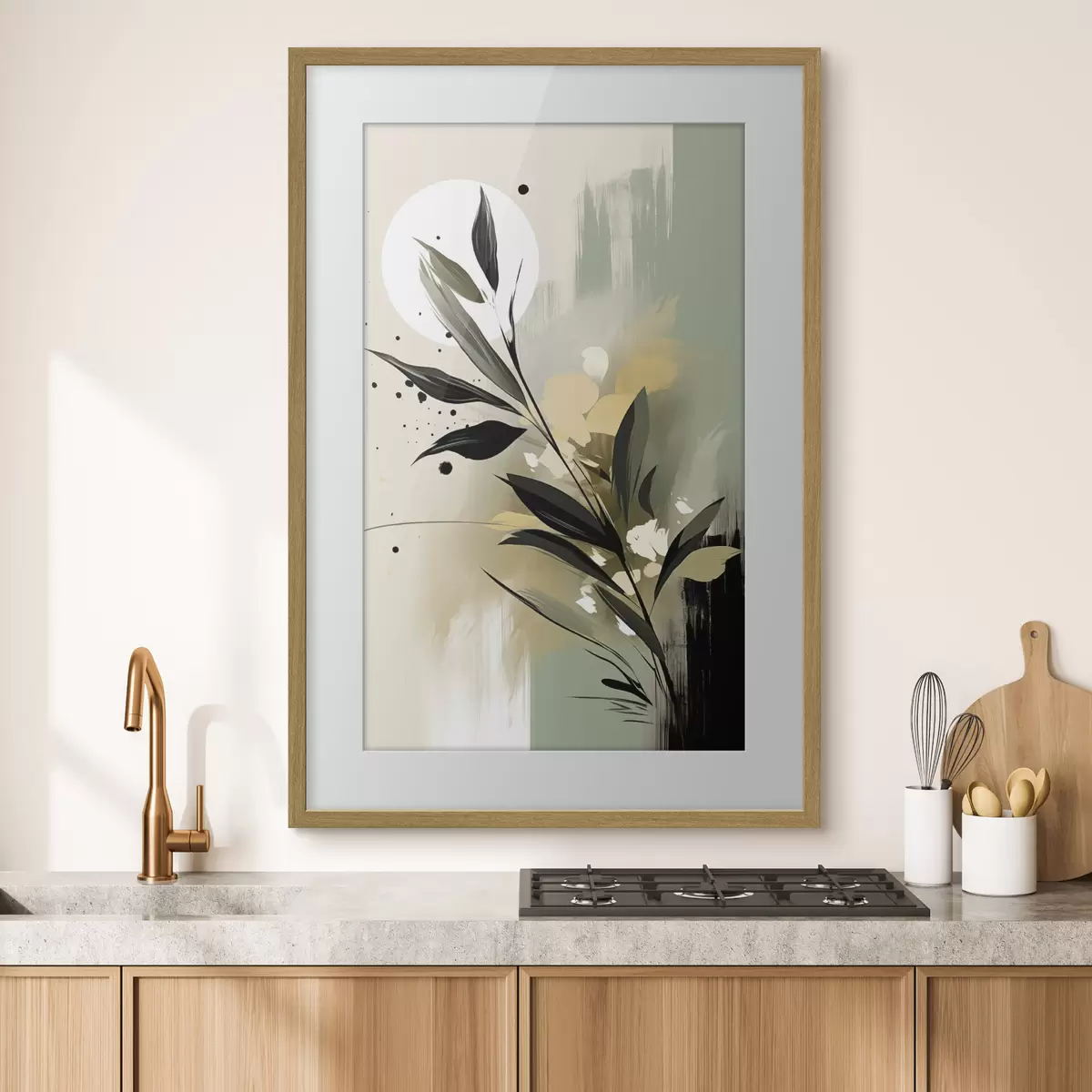 Poster Brindille sur un lavis vert f46790
