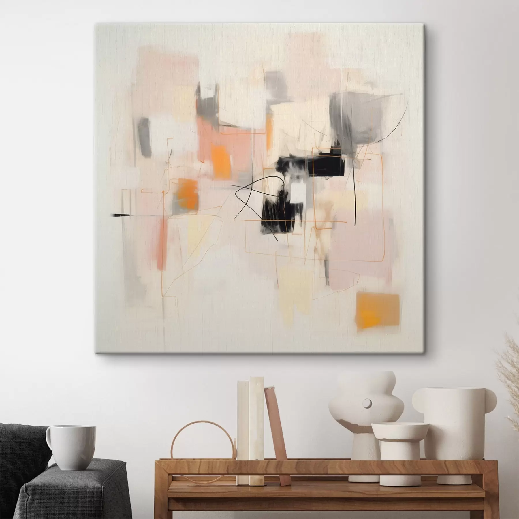 Tableau Abstraction minimaliste aux couleurs douces s46638