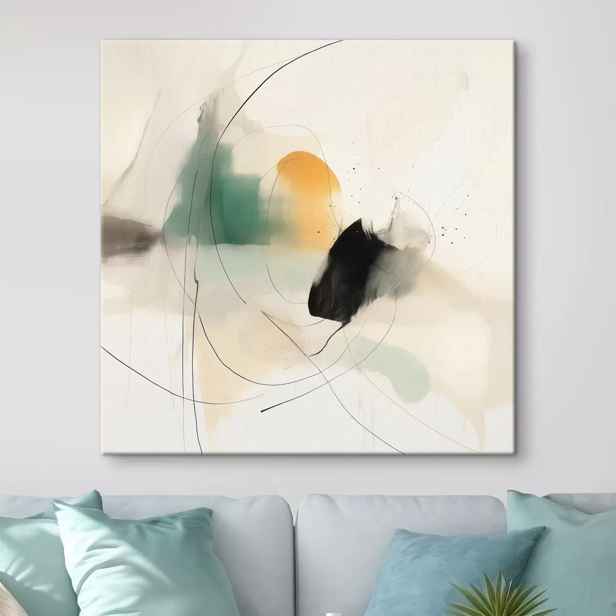 Tableau Dynamique douce des couleurs et des lignes dans un style abstrait aérien s46641