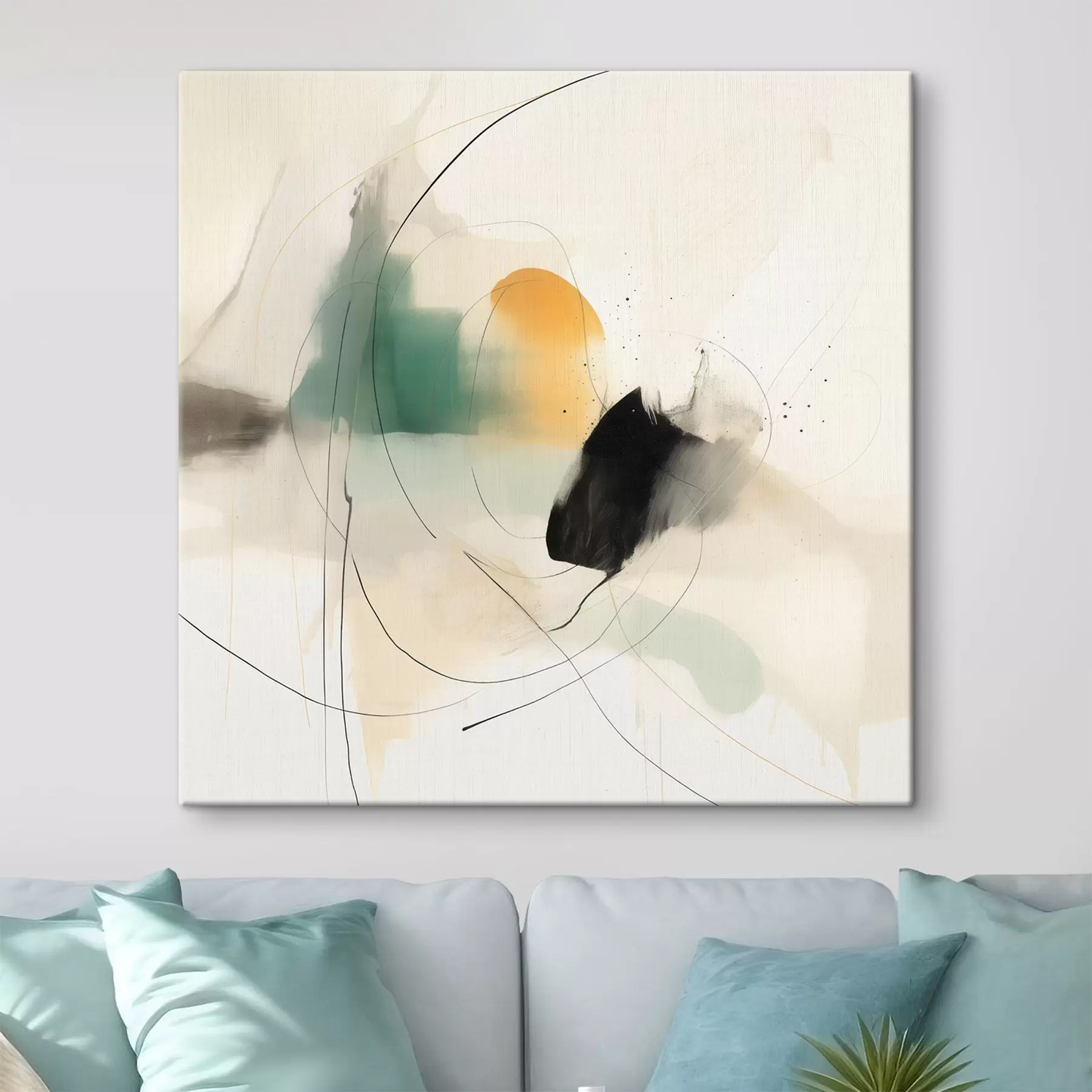 Tableau Dynamique douce des couleurs et des lignes dans un style abstrait aérien s46641