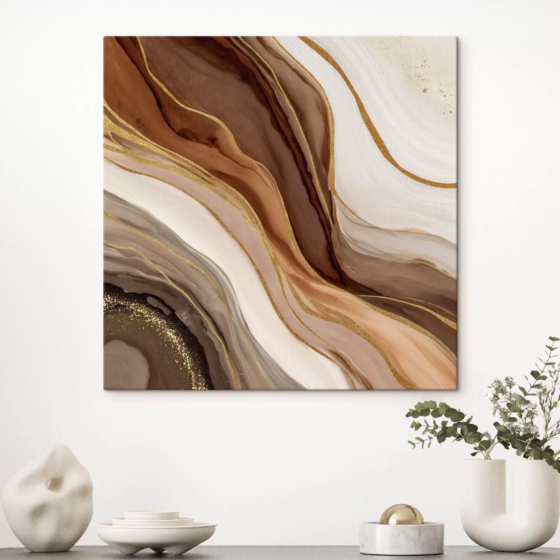 Tableau Composition en pierre dans des tons bois s46642