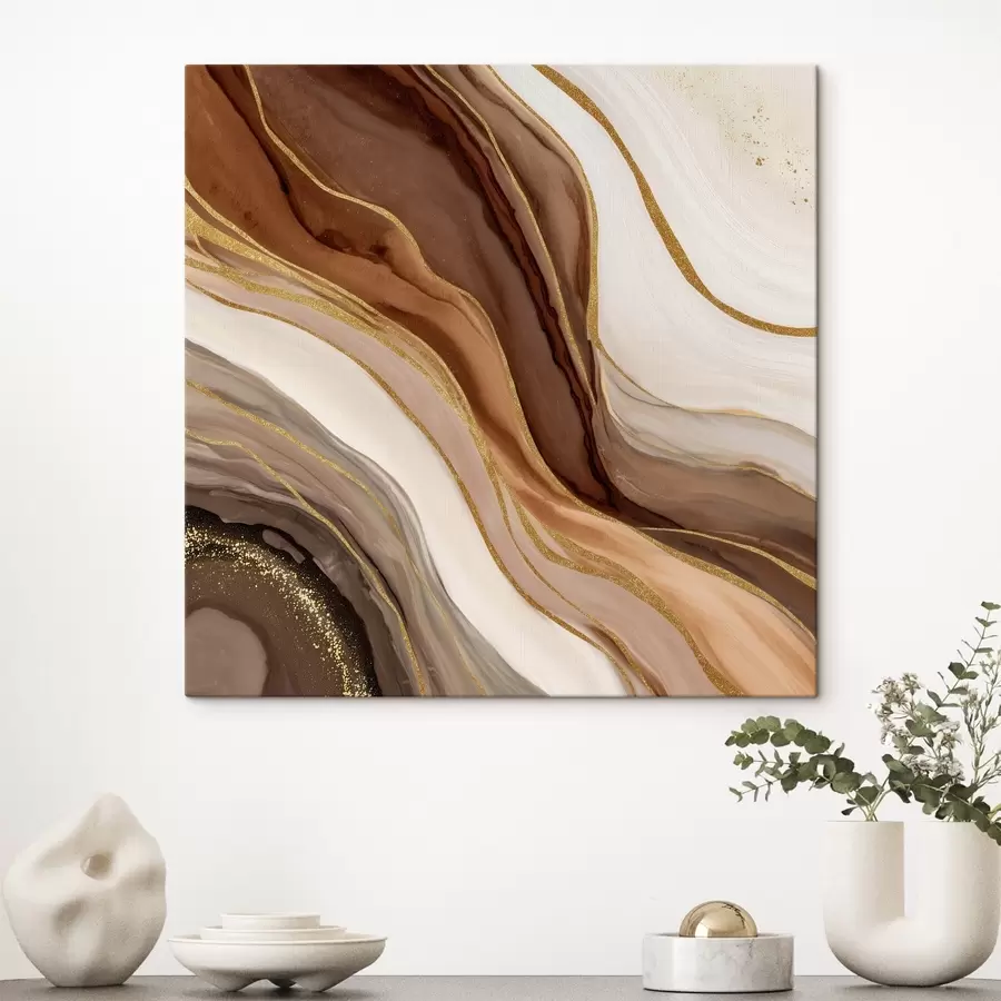 Tableau Composition en pierre dans des tons bois s46642