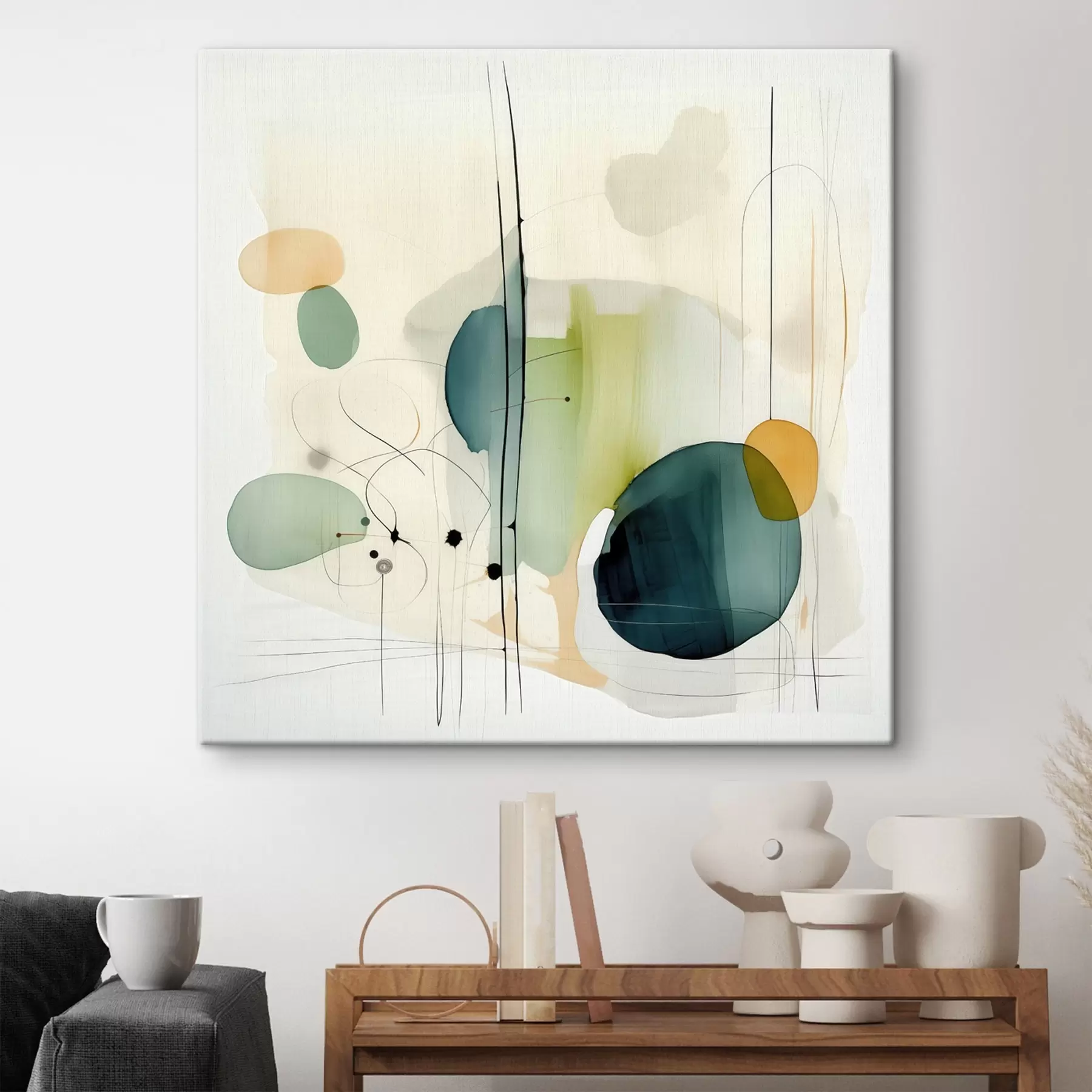 Tableau Géométrie artistique dans des tons doux s46649