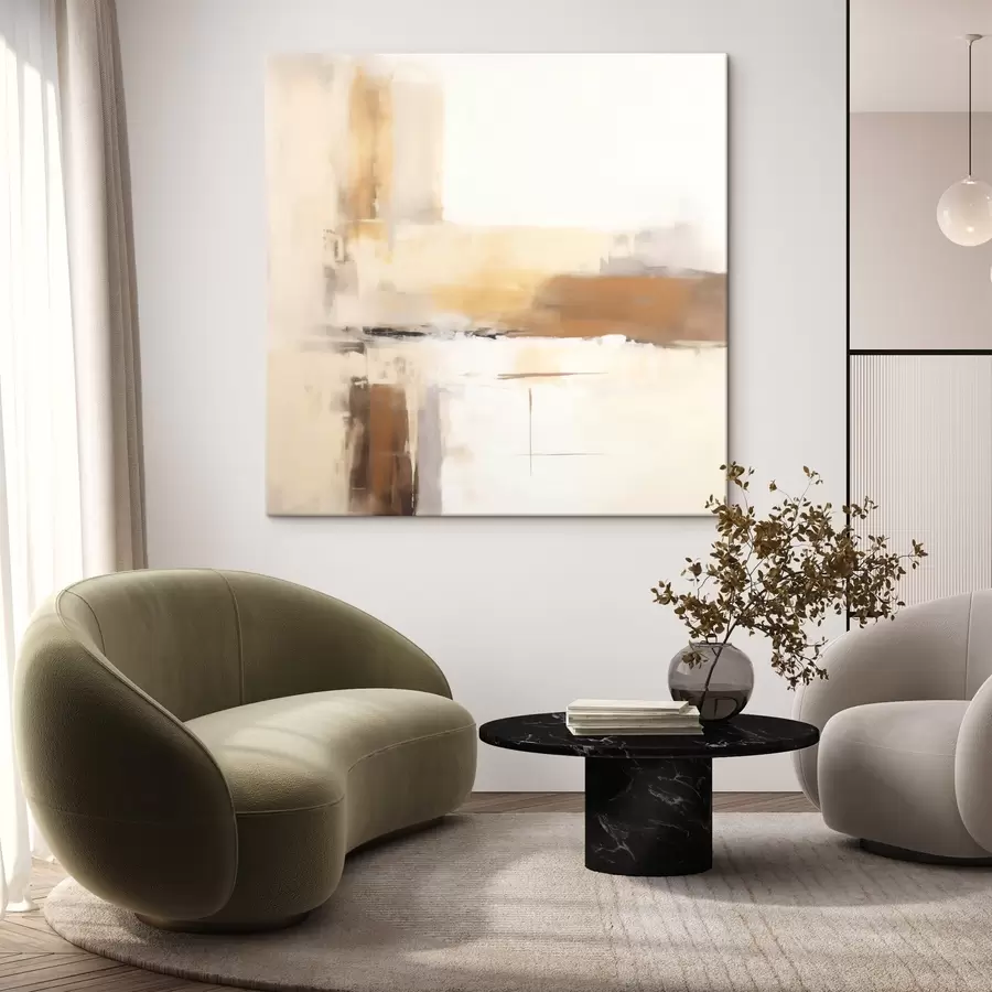 Tableau Composition abstraite légère dans des tons chauds s46654