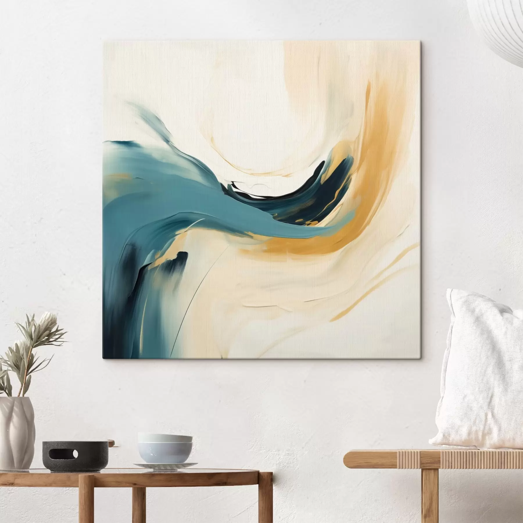 Tableau Abstraction avec des formes en mouvement dans des tons pastel s46656