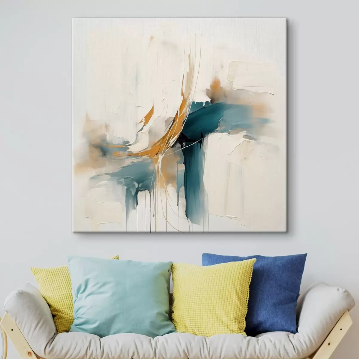 Tableau Abstraction dynamique avec éléments texturés s46657