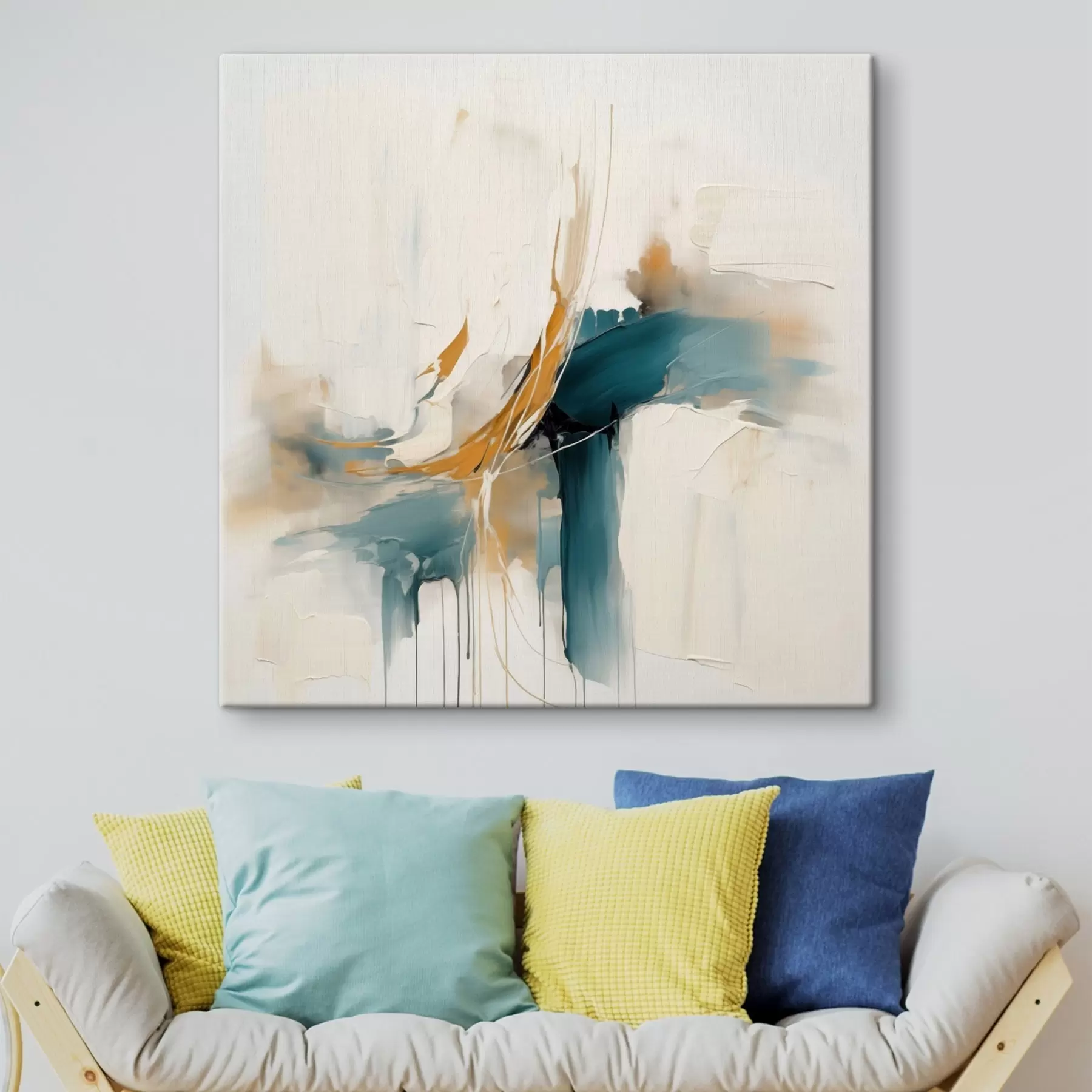 Tableau Abstraction dynamique avec éléments texturés s46657