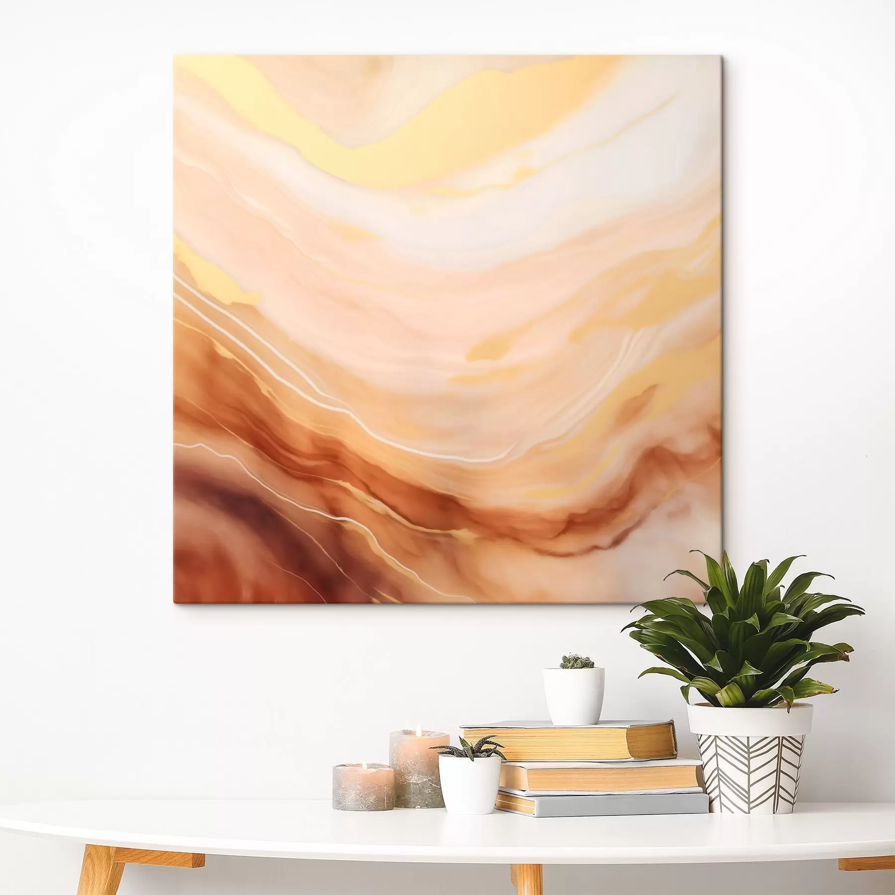 Tableau Abstraction dans une palette pastel avec des formes naturelles s46660