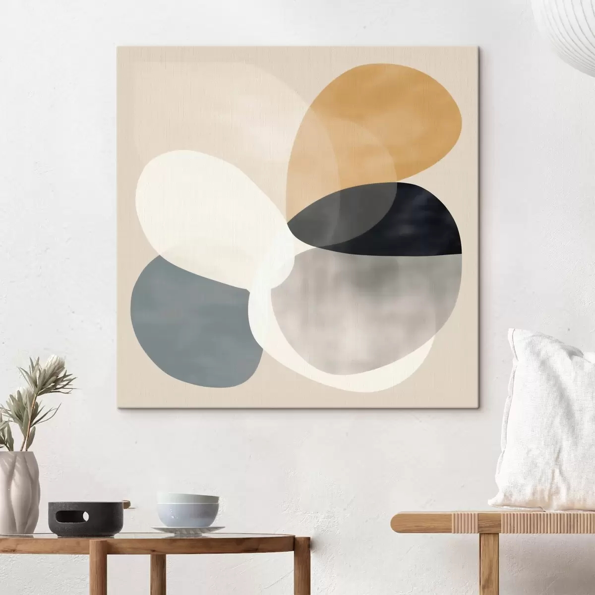 Tableau Abstraction minimaliste avec des formes géométriques douces s46664