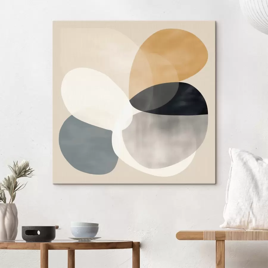 Tableau Abstraction minimaliste avec des formes géométriques douces s46664