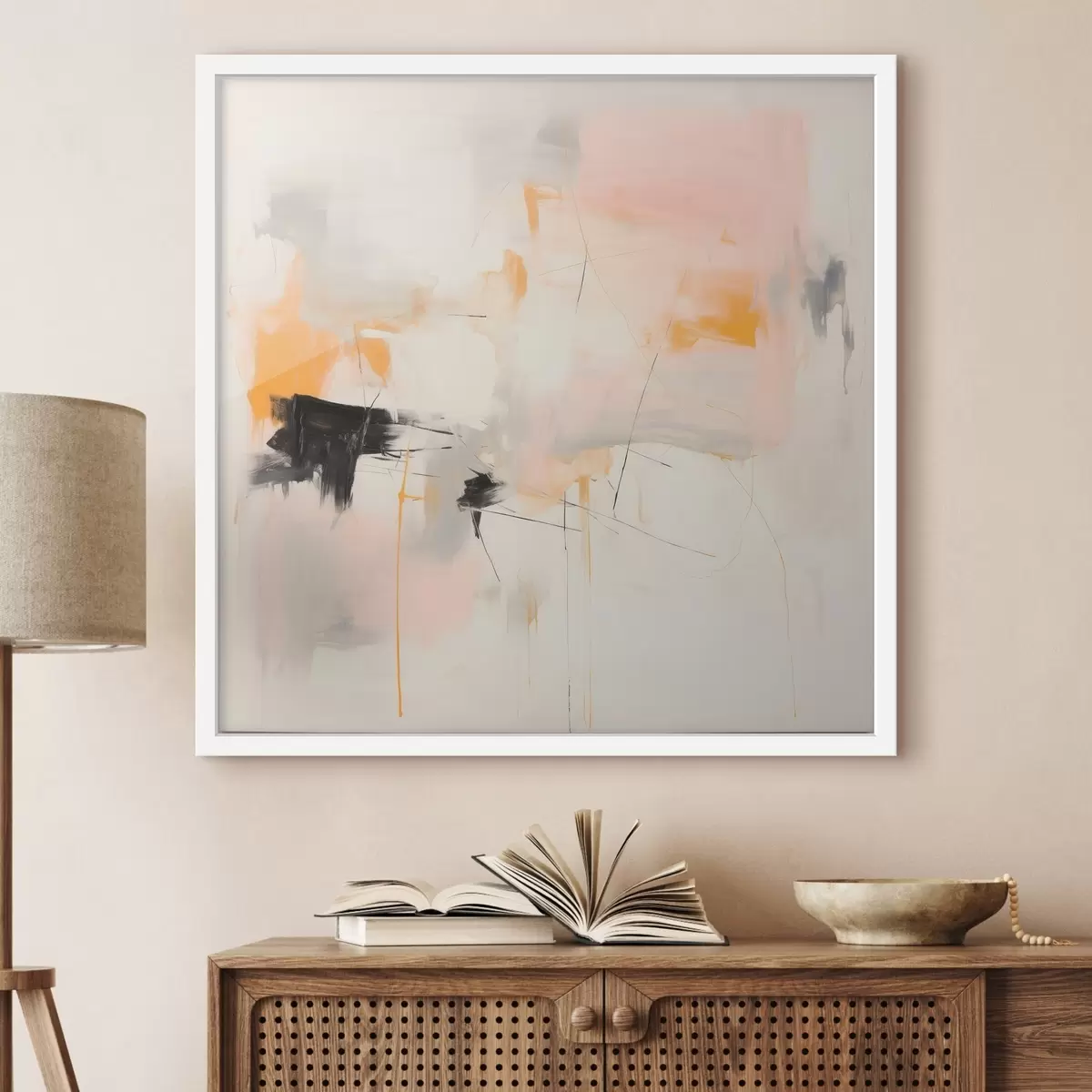 Poster Formes floues et traits dynamiques dans une technique gestuelle f46639