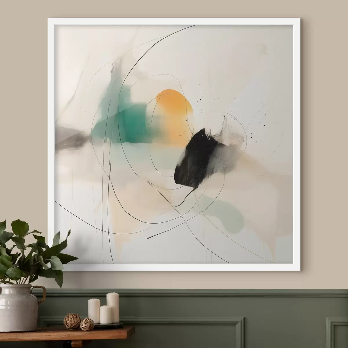 Poster Couleurs douces et lignes dynamiques dans un style abstrait aérien f46641